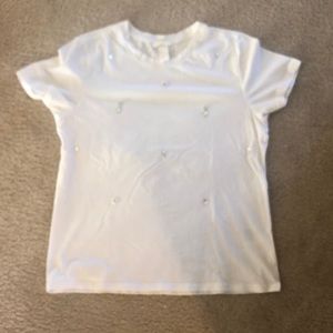 White t-shirts with rhinestones